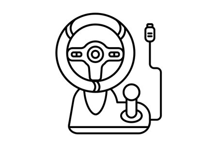 Game steering wheel flat icon minimalist technology symbol pc hardware sign artworkの写真素材
