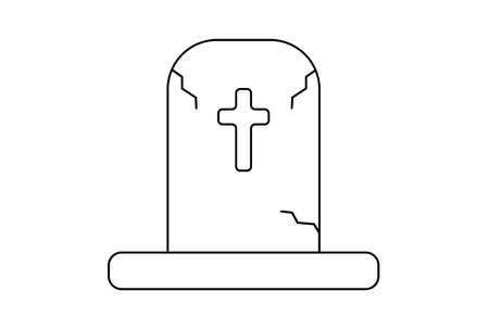 Grave flat icon Halloween minimalistic line symbol black outline sign artworkの写真素材