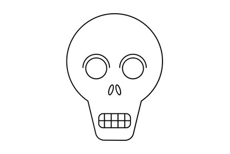 skull flat icon Halloween minimalistic line symbol black outline sign artworkの写真素材