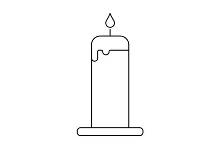 candle flat icon Halloween minimalistic line symbol black outline sign artworkの写真素材