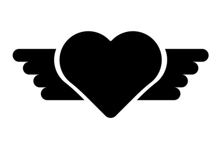 angel flat icon valentines day symbol black glyph sign artworkの写真素材