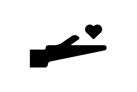 hand flat icon valentines day symbol black glyph sign artworkの写真素材