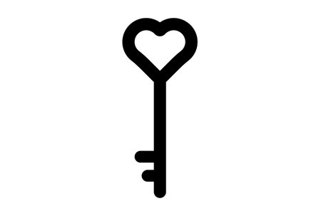 key flat icon valentines day symbol black glyph sign artworkの写真素材