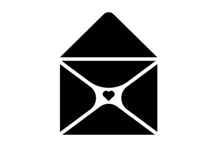 Letter flat icon valentines day symbol black glyph sign artworkの写真素材