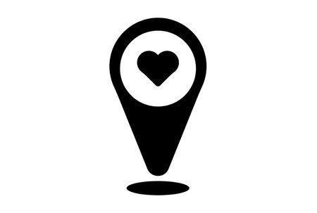 location flat icon valentines day symbol black glyph sign artworkの写真素材