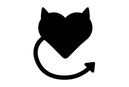 demon flat icon valentines day symbol black glyph sign artworkの写真素材