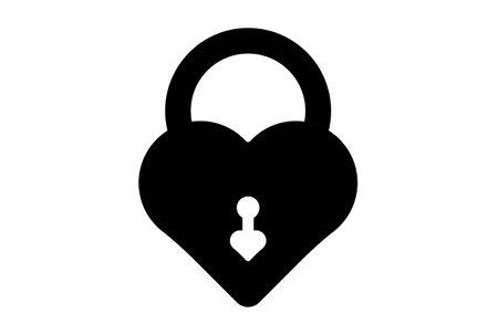 lock flat icon valentines day symbol black glyph sign artworkの写真素材