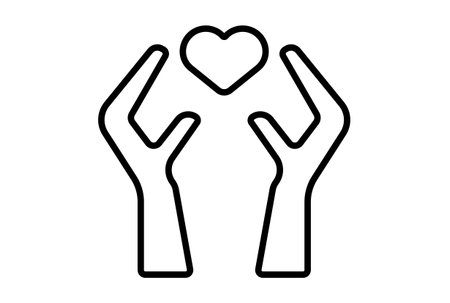 Hand with heart line icon valentines day sign flat minimalist symbol artの写真素材