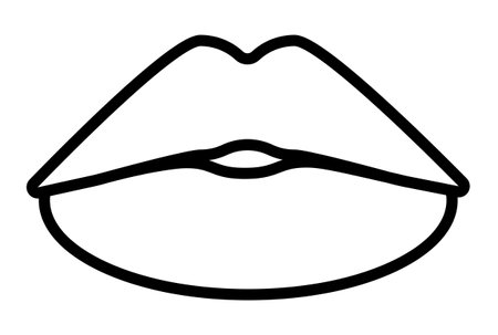 Lips kiss line icon valentines day sign flat minimalist symbol artの写真素材