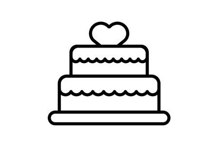Cake line icon valentines day sign flat minimalist symbol artの写真素材