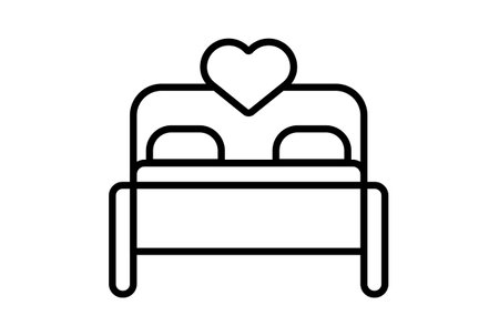 Hotel bed line icon valentines day sign flat minimalist symbol artの写真素材