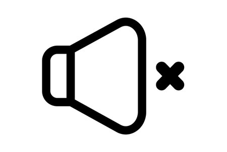 Muted loudspeaker line icon flat UI symbol black minimalistic sign app artの写真素材