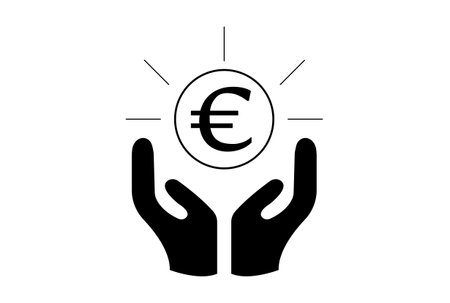 Holding euro flat icon business symbol art black outline sign artworkの写真素材