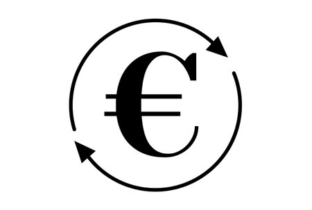 Euro circle flat icon business symbol art black outline sign artworkの写真素材