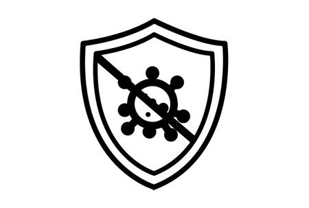 stop virus flat outline icon science symbol art sign artworkの写真素材