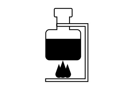 Flask fire flat outline icon science symbol art sign artworkの写真素材