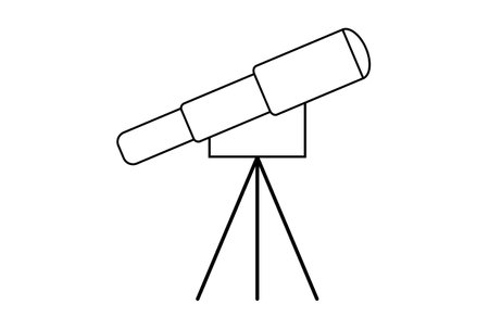 Telescope flat outline icon science symbol art sign artworkの写真素材