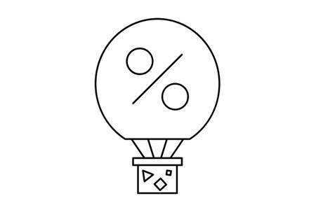 Hot air balloons flat outline icon minimalistic symbol black line sign artの写真素材