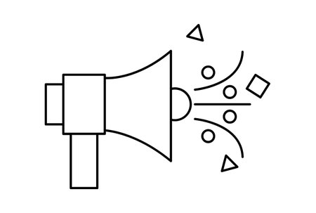Megaphone flat outline icon minimalistic symbol black line sign artの写真素材