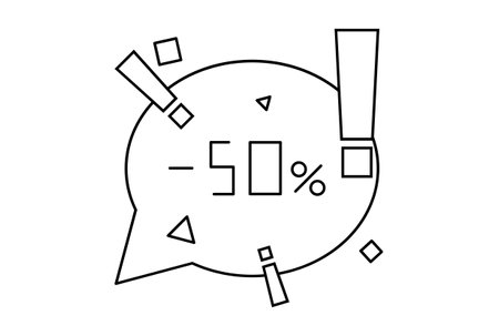Attention discount flat outline icon minimalistic symbol black line sign artの写真素材