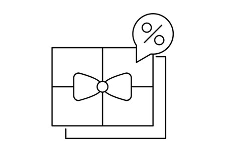 Gift discount flat outline icon minimalistic symbol black line sign artの写真素材