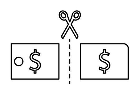 We cut prices flat outline icon minimalistic symbol black line sign artの写真素材