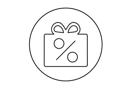 Gift flat outline icon minimalistic symbol black line sign artの写真素材