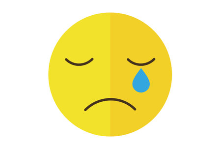Crying colored Emote icon Emoji symbol yellow Emoticon sign artの写真素材