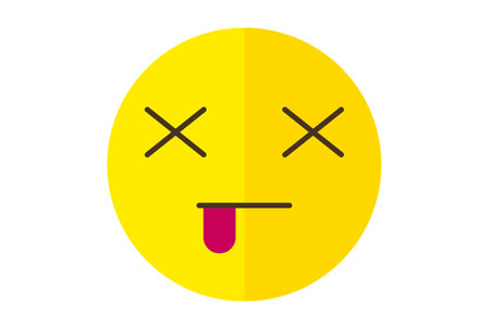 Died colored Emote icon Emoji symbol yellow Emoticon sign artの写真素材