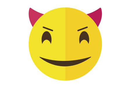 Demon colored Emote icon Emoji symbol yellow Emoticon sign artの写真素材