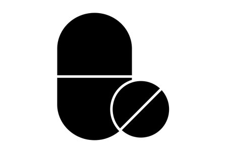 Two pills glyph icon art flat healthcare symbol minimalist medical sign artworkの写真素材