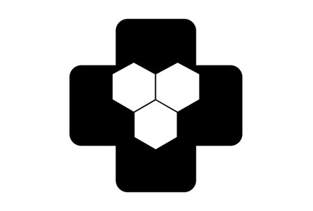 Medical cross glyph icon art flat healthcare symbol minimalist medical sign artworkの写真素材