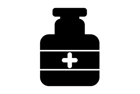 Jar with a cross glyph icon art flat healthcare symbol minimalist medical sign artworkの写真素材