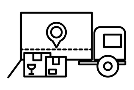 Delivery by post e-commerce icon art flat shopping symbol online store black sign artworkの写真素材