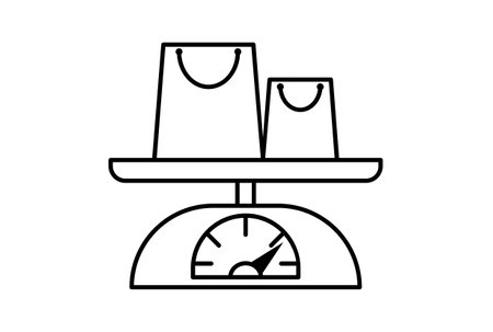 Things on the scales e-commerce icon art flat shopping symbol online store black sign artworkの写真素材