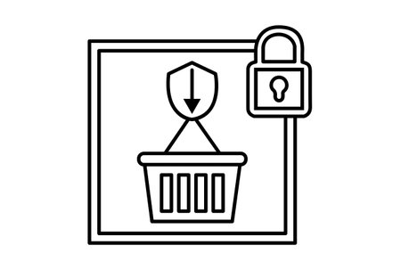 Secure shopping cart e-commerce icon art flat shopping symbol online store black sign artworkの写真素材