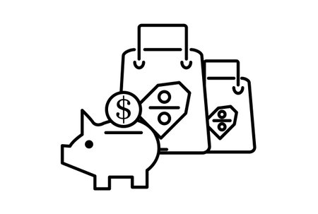 A piggy bank e-commerce icon art flat shopping symbol online store black sign artworkの写真素材