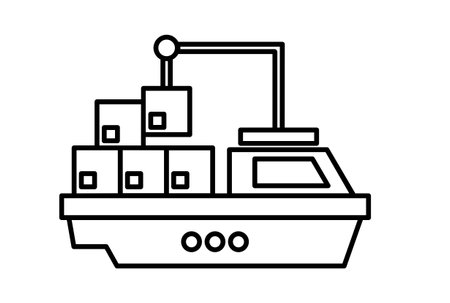 Delivery by ferry e-commerce icon art flat shopping symbol online store black sign artworkの写真素材