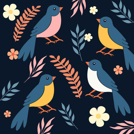 Bird pattern animal background art wildlife textile illustrationの写真素材