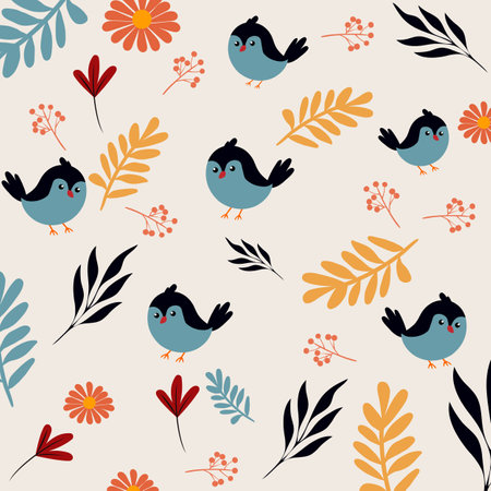 Bird pattern animal background art wildlife textile illustrationの写真素材
