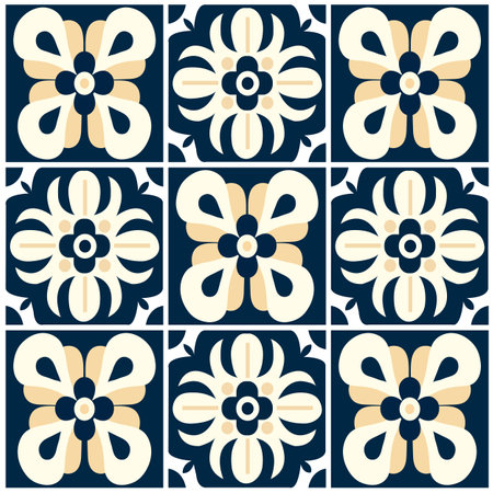 Tile pattern geometric repeat mosaic wall background classic shape textureの写真素材