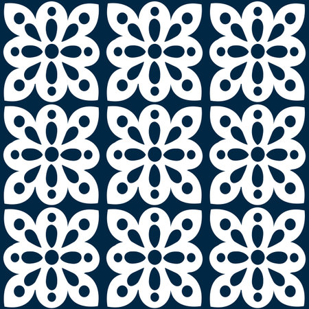 Tile pattern geometric repeat mosaic wall background classic shape textureの写真素材