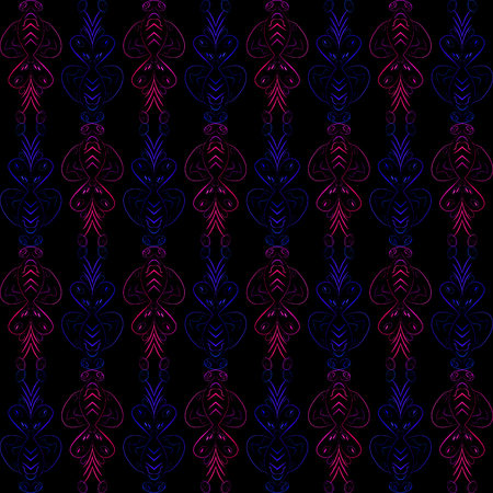 Black abstract seamless pattern with neon doodleのイラスト素材