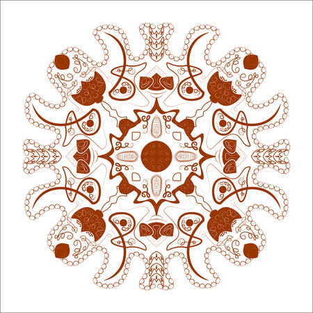Vector Henna Beautiful Brown Boho Mandala - Illustrationのイラスト素材