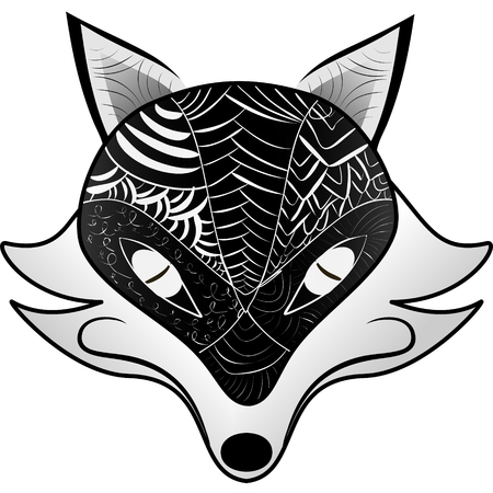 Graphic black and white fox. Illustration for print of t-shirts, mugs, pens, logos and other things.のイラスト素材