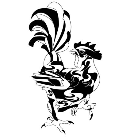 Vintage black rooster isolated on white background Great for signs, webのイラスト素材