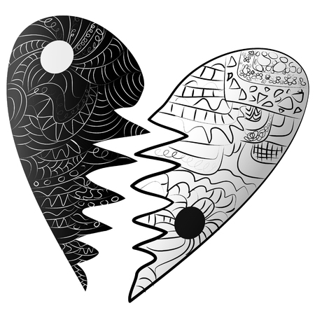 Black and white sign, symbol Icon broken heart  styleのイラスト素材