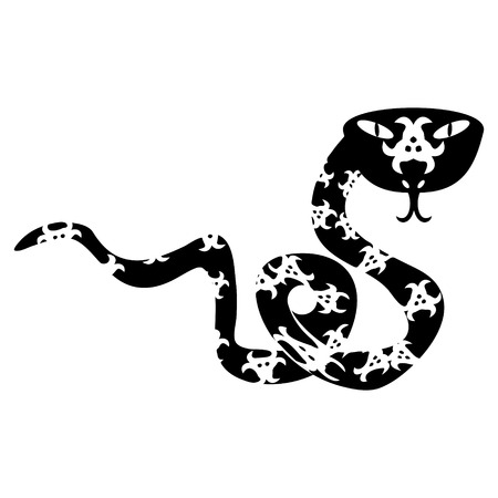 Creative Eastern Coral Snake black and white Illustrationのイラスト素材