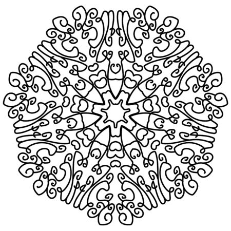 Coloring Book Mandala. Outline mandala. Line mandala, isolated mandala. Page mandala, intricate mandala. mandala. Mandala design. Black mandala. Flourish mandalaのイラスト素材
