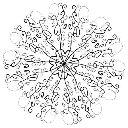 Coloring Book Mandala. Outline mandala. Line mandala, isolated mandala. Page mandala, intricate mandala. mandala. Mandala design. Black mandala. Flourish mandalaのイラスト素材